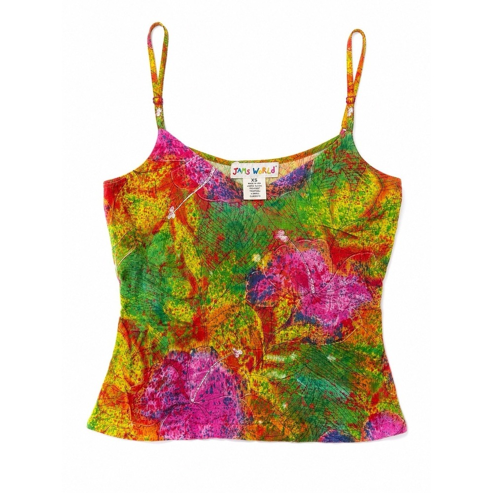 Jam's World Camisole Top‎ XS Vintage Floral Hawaiian Tropica Print Y2K Resort